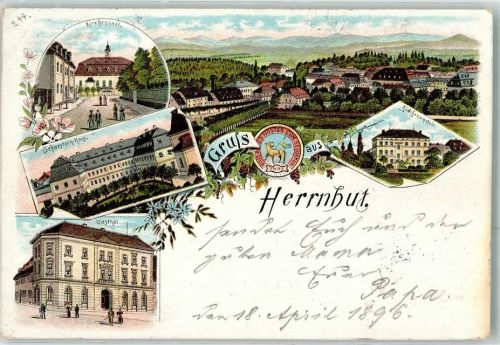 Herrnhut 1896 Kirchensaal Schwestern-Haus Gasthaus Mädchenanstalt