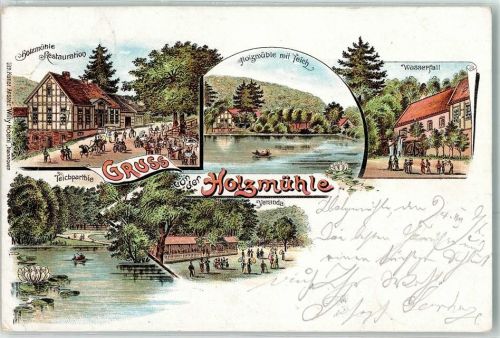 Eldagsen 1897 Gasthaus Holzmühle Wasserfall