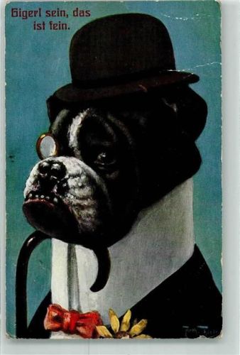 1911 Gigerl sein das ist fein Hund Monokel Spazierstock Hut Tiere vermenschlicht Serie 806