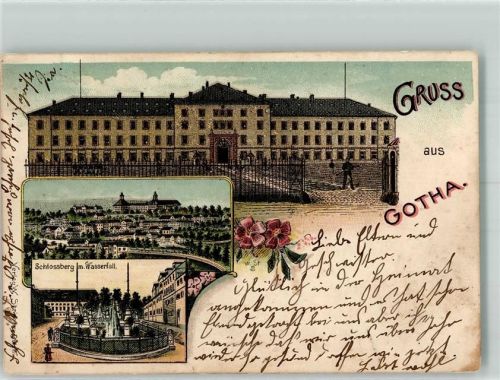 Gotha 1900 Schloß Friedenstein Schloßberg Wasserfall