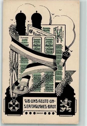 1916 sign Sackerer Eisernes Kreuz Lebensmittel Marken AK