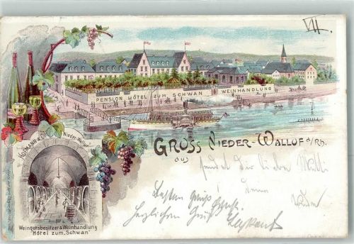 Niederwalluf 1900 Pension Hotel Zum Schwan Weinhandlung Raddampfer