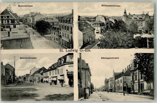 Saint-Louis 1913 Basler Straße Mühlhäuser Straße Bahnhofstrasse Hünigrstrasse