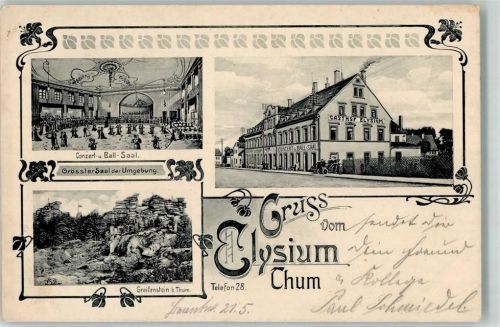 Thum 1917 Gasthaus Elysium Konzert- und Ballsaal Greifenstein
