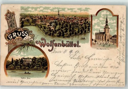 Wolfenbüttel 1907 Marienkirche Gasthaus Kaffee Haus