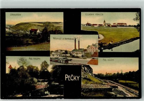 Pecky 1911 Nadrazi a Raffinerie Chroustov Celkovy Pohled Pod Radiml Pod Hajem