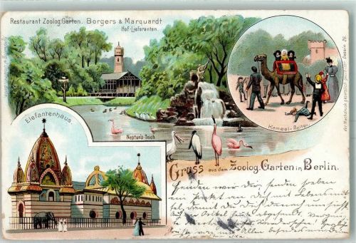 Berlin Mitte 1897 Zool. Garten Elefantenhaus Restaurant AK