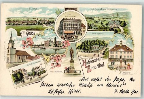 Hohenstein-Ernstthal 1900 König Albert-Denkmal Hotel Schweizerhaus Hotel Drei Schwanen