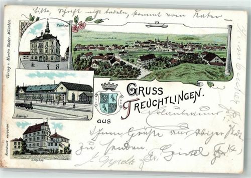 Treuchtlingen 1898 Rathaus Bahnhof Eisenbahn Schloss