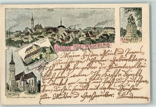 Radeberg 1900 Kgl. Amtsgericht Schloss Städt. Kirche Kriegerdenkmal