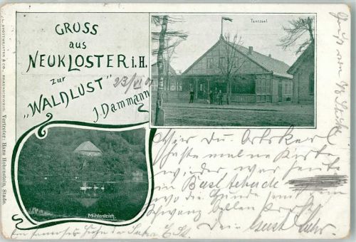 Neukloster 1901 Gasthaus Zur Waldlust Tanzsaal Mühlenteich