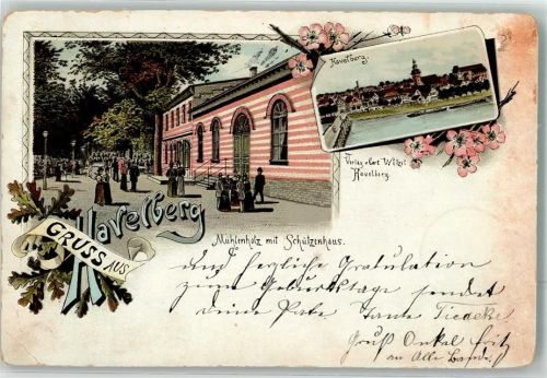 39539 O3530 Havelberg 1899 Gebrauchsspuren Mühlenholz Schützenhaus Lithographie