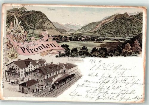 Pfronten 1898 Bahnhof Eisenbahn Bahnhotel Falkenstein