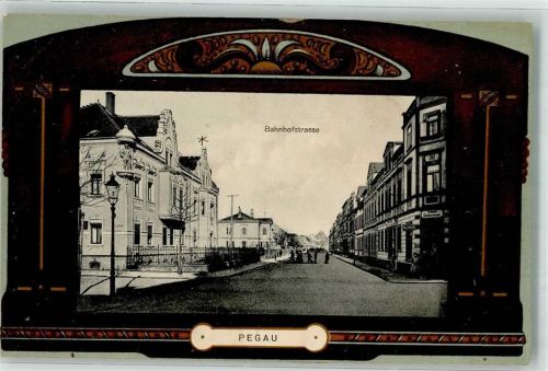 Pegau 1910 Bahnhofstraße Bahnpost Leipzig Zug 339