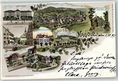 Nagold 1897 Lehrerseminar Marktstraße Postplatz Bad Röthenbach Präparandenanstalt