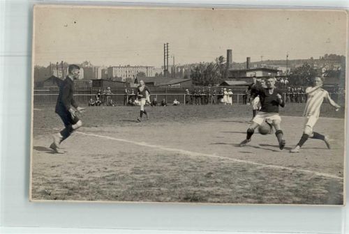 Pulsnitz Fußballplatz Fußballer Foto AK Ort handschriftlich