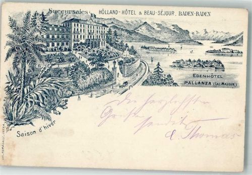 Pallanza 1899 Edenhotel Holland-Hotel Beau-Sejour Baden-BAden Vorläufer