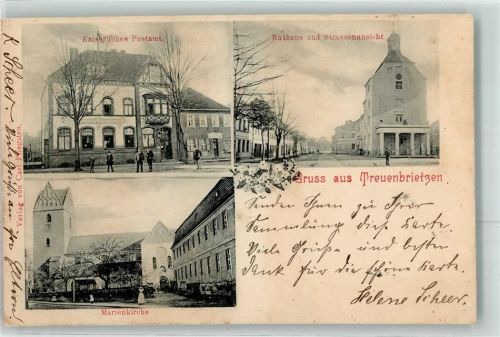 Treuenbrietzen 1902 Kaiserliches Postamt Rathaus Marienkirche