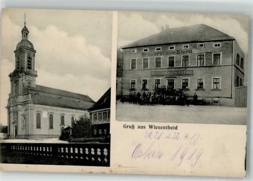Wiesentheid 1919 Brauerei zum Stern Pfarrkirche St. Mauritius