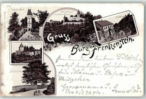 Frankenstein 1897 Ruine Burg Alte Burglinde Forsthaus Vorläufer