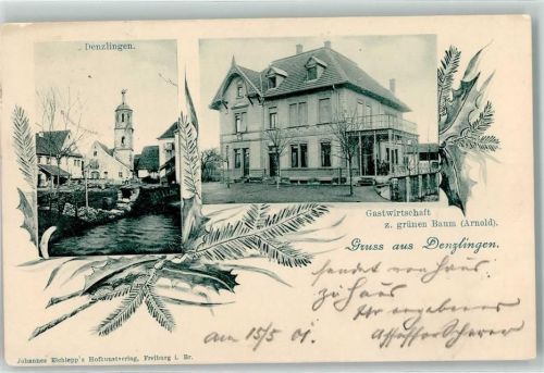 79211 W7819 Denzlingen 1901 - Michaelskirche Gasthaus zum grünen Baum