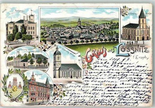 Lößnitz 1897 Rathaus St. Georg-Kirche Postamt St. Johannis-Kirche