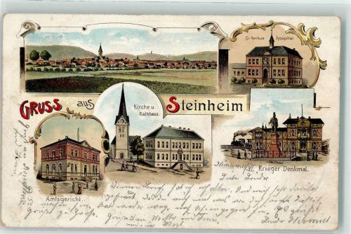 Steinheim 1900 Amtsgericht Rathaus St.Rochus-Hospital Bahnpost Hannover-Altenbeken