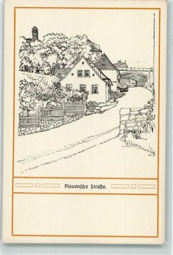 Auerbach Plauensche Straße Zeichnung P. Wendler 6 Ansichten von Alt-Auerbach