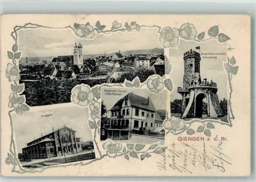 Giengen 1907 Rundsichtsturm Schiessberg Turnhalle Gasthaus zum Bahnhof