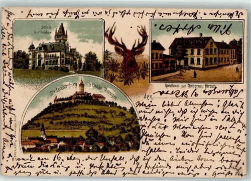Kahla Leuchtenburg Gasthaus z. Goldenen Hirsch Hirschkopf Schloß Hummelshain