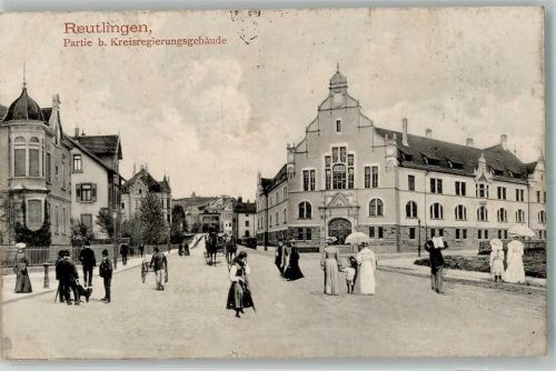 Reutlingen 1905 Kreisregierungsgebäude Kutsche