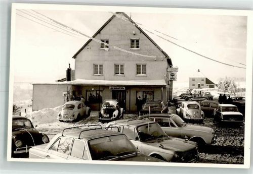53940 W5374 Udenbreth FOTO KEINE AK Gasthaus zum weißen Stein Parkplatz VW Käfer Ford 17m Winter Ort handschriftlich