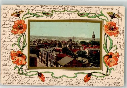 25524 W2210 Itzehoe 1906 Prägedruck Mohnblüten Itzehoe Passepartout