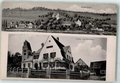 Hainhofen Kirche Schulgebäude Foto AK