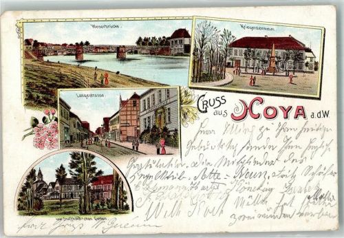 Hoya 1897 Weserbrücke Langestraße Kriegerdenkmal