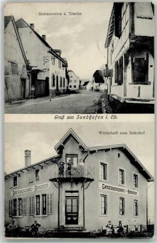 Colmar 1915 Gasthaus zur Traube Gasthaus zum Bahnhof Prüfstempel P.K.