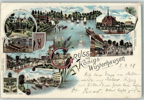 Königs Wusterhausen 1898 Lithographie Königl. Jagdschloss Kreiskrankenhaus Erh. II Stauchung