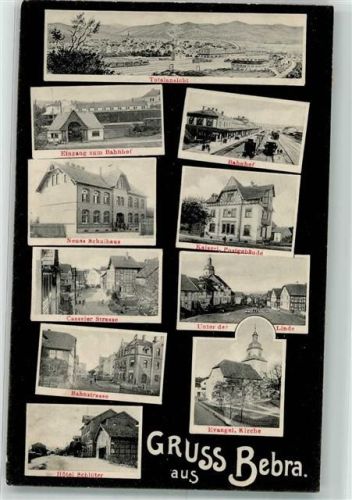 Bebra Kaiserl. Postamt Bahnhof Hotel Schlüter Ev. Kirche