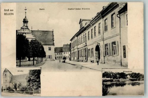 Belgern 1910 Marktplatz Gasthaus Kaiser Friedrich Elbe
