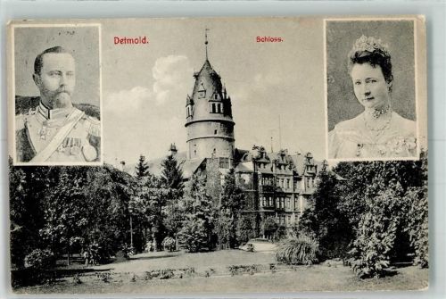Detmold 1909 Fürstliches Residenzschloss Fürst Leopold IV und Fürstin Bertha Verlag Lederbogen