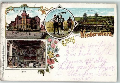 Niederwiera 1906 Gasthaus zum Wierathal Saal Garten Altenburger Bauern Trachten