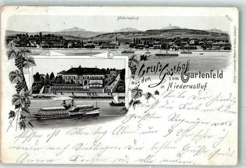 Niederwalluf 1900 Raddampfer Gasthaus Zum Gartenfeld