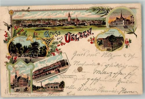 Uelzen 1899 Höhere Töchterschule Postamt Gasthaus Fischerhof Rathaus Bahnhof Bahnpost Magdeburg-Uelzen
