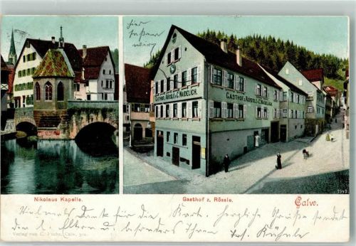 Calw 1905 Nikolaus Kapelle Gasthaus zum Rössle