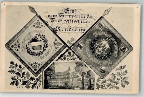 Rendsburg Turnverein der Tiefbauschüler Rendsburg Fahnen Reißnagellöcher