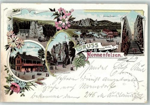Kurort Jonsdorf 1898 Nonnenfelsen Gasthaus Aussichtspunkt Felsengasse