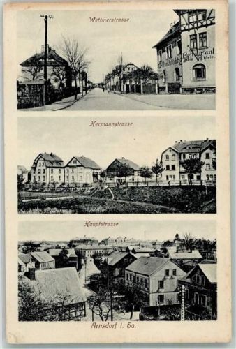 Arnsdorf 1916 Posthilfstelle Wettinerstraße Hermannstraße Hauptstraße