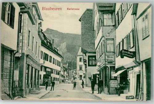 Blaubeuren Karlstraße Weinstube Emailleschild "Benzin"