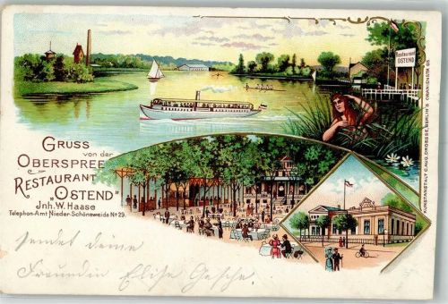 Niederschöneweide 1900 Gasthaus Ostend Gartenwirtschaft Oberspree Nixe