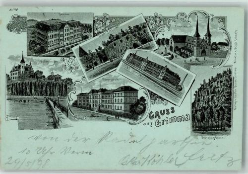Grimma 1898 Seminar Kloster Nimbschen Frauenkirche Gattersburgen Bürgerschule Fürstenschule Feuersse bei Döben